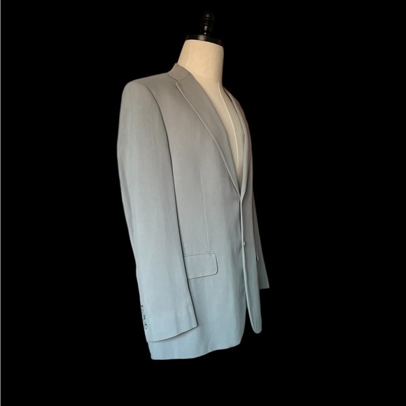 Oscar De La Renta 100 % Sand Washed Pure Silk Men’s Silver J101 Blazer | 44R - Picture 2 of 14